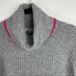 Bartolini Italian Small Wool/Cashmere Blend Gray Turtleneck Sweater Pink Trim Photo 3