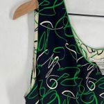 Peter Nygard Silk Green Navy Sleeveless Scribble Printed Women's Tank Top 12 Photo 2