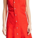 Derek Lam  10 Crosby Red Asymmetrical Poplin Sleeveless Dress Size 6 Photo 0