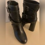 Vince Camuto women black leather platform Coliana heel boots Size 8 Photo 2
