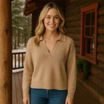 J. Crew Collared Beach Knit Sweater Tan Coastal Preppy Academia Old Money M Size M Photo 1