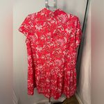 Ophelia Roe coral cotton floral drop waist‎ button down shirt sleeve shirt dress Red Size XL Photo 2
