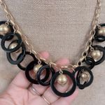 J.Crew  Statement Necklace Black + Gold Adjustable Photo 4