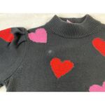 Kate Spade  NEW YORK Hearts‎ Mockneck Black Sweater Size XXS NWT Valentine Cute Photo 3