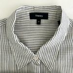 Theory  Straight Shirt in Striped Organic Cotton Navy Cream Size M Photo 7