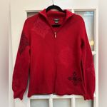 Eddie Bauer Vintage Cotton 1/4 Zip Wine Red Knit Sweater Boho Winter Size Medium Photo 11