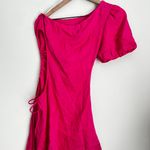 Hello Molly fuchsia pink Brunch Loving Puff sleeve one shoulder mini dress XS Photo 2