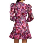 Tanya Taylor  | Sasha Pink Floral Puff-Sleeve A-Line Wrap Mini Dress Photo 2