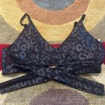 Refuge Boutique Black Cutout Sports Bra Shiny Metallic Animal Print Size Medium Photo 0