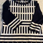 St John Sport Wool Blend Nautical Navy White Striped Sweater Grommet Medium EUC Blue Photo 0