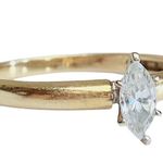 14K 14KT Marquise Cut Diamonique Cubic Zirconia Yellow Gold Ring Sz 8.75 Photo 2