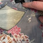 Bebop  XL, gray base with floral pattern, long sleeve flowy tunic Photo 3