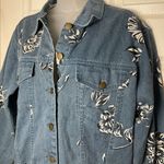 vintage festival feminine Denim Jean Jacket Button Font Floral Small country Blue Photo 2