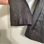 Black Swan NWT Faux Leather Jacket Perforated Detail Zip Up Gray Size M Photo 8
