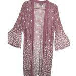 Maya Brooke Dusty Pink Lace Kimono Duster Bell Sleeves Open Front Size 16 Photo 0