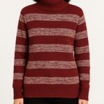 Eddie Bauer NWOT  Turtleneck Striped cotton blend Sweater, Burgundy S‎ Photo 0