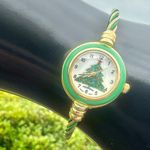 Green & Gold Christmas Tree Bangle Watch Photo 6