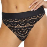 PilyQ New. water lily black lace high rise waisted bikini bottom. Size small Photo 0