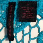 Womens Boho Open Knit Crochet Tank Top Sz L Lace Beach Resort Festival Coachella Blue Size L Photo 8