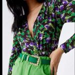 ZARA  Bodysuit Floral V Neck Bodysuit Shoulder Pads Size XS NWT Photo 0