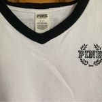 PINK - Victoria's Secret PINK Victoria’s Secret white & grey pullover V neck sweatshirt Size S Photo 3