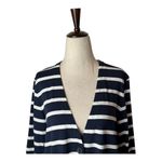 J.Jill  Jacket Women Small Navy Blue White Striped Jersey Knit One Button Preppy Photo 3