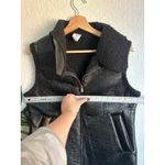 Black Faux Leather Shearling Lined Vest S Photo 2