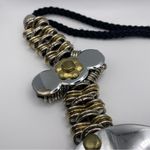 Vintage 1980s Brutalist Chain Mail
Rope & Metal Waist Cinch Belt Silver Photo 3