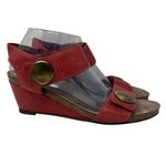 Taos Carousel Red Leather and Gold Wedge Comfort Sandals EU 41 Size 10 Photo 1