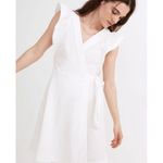 Madewell Women's Ruffle Sleeve White Wrap Mini Dress size XS Cottagecore Preppy Photo 1