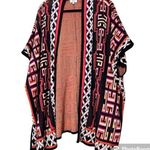 Crown & Ivy  one size women’s cape poncho shrug geometric pattern blue pink gold Photo 0