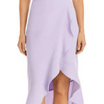 AQUA  Lilac Crepe Scoop‎ Neck Ruffle Midi Dress Size 12 Photo 0