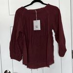 One Teaspoon NWT  Tahitian Pearl Off Shoulder Raw Hem Top - Bordeaux Photo 1