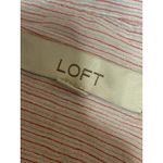 Ann Taylor LOFT Womens Pink Striped V-Neck Collar Long Sleeve Sheer Shirt Blouse Top Size M Photo 3