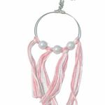 None Statement Earrings Tassel Fringe Big Hoops Faux Pearl Silver Pink White Silver Photo 1