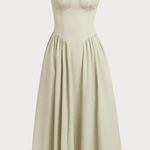 RIHOAS Green Square Neck Pocket Slip Midi Dress L Size L Photo 5