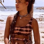 NEW Free People Martha Rey Harper tie dye bikini top, size M Black Size M Photo 0