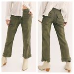 Free People  Stormbringer Green Distressed Utility Straight Leg Pants Sz 29 Boho Photo 1