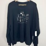 Z Supply BNWT  Black Crewneck Sweatshirt Wine Cheese Club Embroidery Women’s XL Photo 0