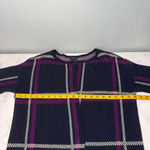 Ann Taylor Plaid Open Front Cardigan M Navy Magenta Photo 5