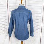 Westbound Snowman Appliqué Embroidered Denim Shirt Blue Medium Button Up Photo 4