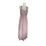 Birdy Grey Champagne Beige Nude Full-Length Tulle Gown Pleated Bodice XL Photo 2