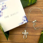 Cross CZ I Love You Sterling Silver Necklace Silver Photo 0