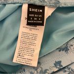 SheIn Floral Print Lettuce Trim Mermaid Hem Skirt, Baby Blue, Size S, NWOT Photo 8