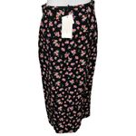 ZARA  Floral Maxi Slit Belted Skirt Black Pink Size Large Photo 1