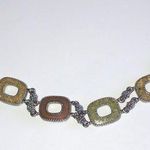 Liz Claiborne Vintage Silver Tone & Enamel Link Toggle Closure Bracelet Photo 0