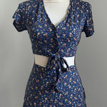 American Eagle  Floral 2 Piece Matching Set Crop Top Shorts‎ sz XS Bloomcore Boho Photo 0