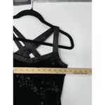 CDC Petites Black Velvet Floral Maxi Dress Size 6 Gothic y2K Romantic Front Slit Photo 5