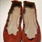 Chloé Chloe Lauren Ballerina Ballet Flats Suede Leather Scalloped Trim Rust Orange 10 Photo 5