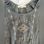 Indigo Soul Charcoal Gray Embroidered Dress Boho Ruffle Flowy Medium Photo 3